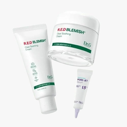 Dr.G Red Blemish Clear Soothing Cream 70mL Set (+70ml Tube+Pore Jet Serum 10ml)